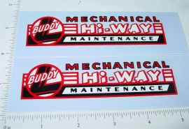 Pair Buddy L Mech Hiway Maintenance Truck Stickers