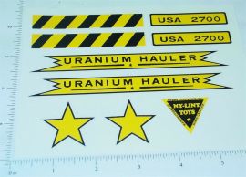 Nylint Cold War Era Construction Type Hauler Vehicle Sticker Set