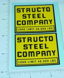 Pair Structo Steel Company Semi Truck Stickers