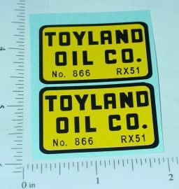 Pair Structo Toyland Oil Tanker Truck Stickers