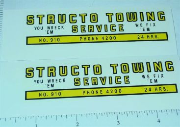 Pair Structo #910 U Wreck Em Tow Truck Stickers Main Image