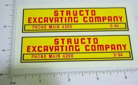 Pair Structo Excavating Company Dump Truck Stickers