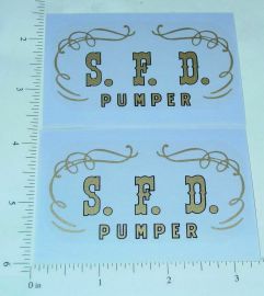 Pair Structo SFD Pumper Fire Truck Sticker Set