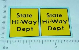 Pair Tonka State Hiway Dept. Door Sticker Set