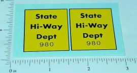 Pair Tonka State Hiway Dept. 980 Stickers