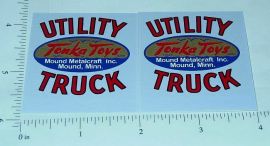 Pair Tonka Cabover Utility Truck Red Sticker Set