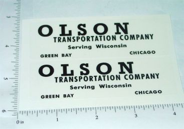 Pair Tootsietoy Olson Transportation Company Semi Truck Stickers Main Image