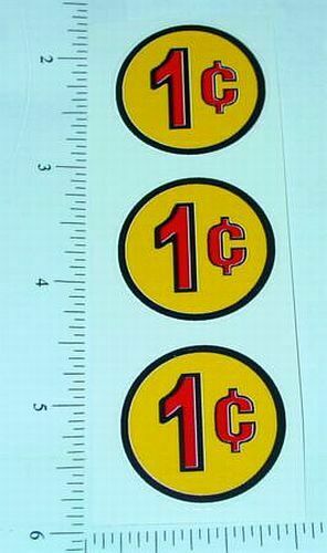 Three (3) Generic 1 Cent Circle Vend Stickers Main Image