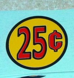 Three (3) Generic 25 Cent Circle Vend Stickers