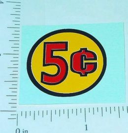 Three (3) Generic 5 Cent Circle Vend Stickers