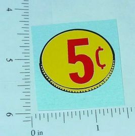 Three (3) Generic 5 Cent Coin Vend Stickers