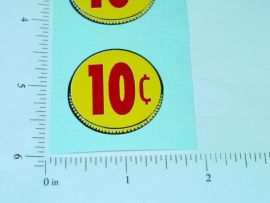 Three (3) Generic 10 Cent Coin Vend Stickers