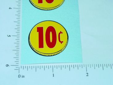 Three (3) Generic 10 Cent Coin Vend Stickers Main Image