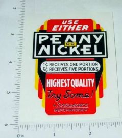 Northwestern Penny/Nickel Vending Sticker