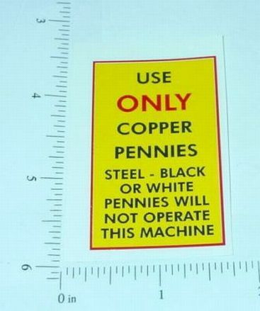 Use Only Copper Pennies Vending Machine Sticker Main Image