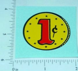 1c Yellow Coin Generic Vending Machine Sticker