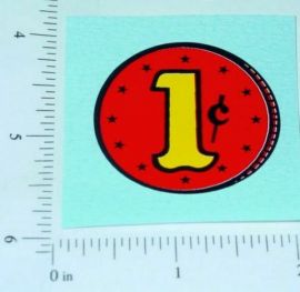 1c Red Coin Generic Vending Machine Sticker