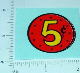 5c Red Coin Generic Vending Machine Sticker