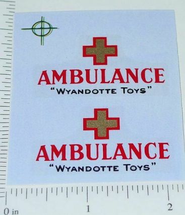 Pair Wyandotte Ambulance Truck Red/Gold Sticker Set Main Image