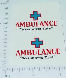 Pair Wyandotte Ambulance Truck Red/Blue Stickers