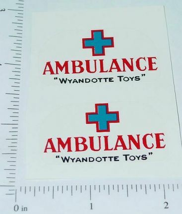 Pair Wyandotte Ambulance Truck Red/Blue Stickers Main Image