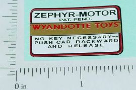 Wyandotte Zephyr Motor Replacement Sticker