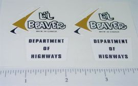 Pair Lil Beaver Dept of Highways Truck Stickers