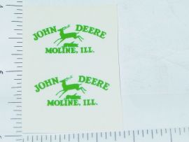 Pair John Deere Green Moline, Ill Four Legged Deer Logo Sticker