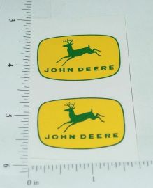 Pair John Deere 1 3/8" Yellow/Green 4 Legged Deer Logo Stickers