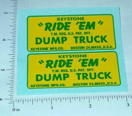 Pair Keystone Ride Em Dump Truck Stickers