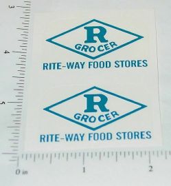 Pair Metalcraft Rite-Way Grocers Stake Delivery Truck Stickers
