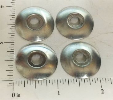 Set of 4 Structo Plated Hubcaps for 1/4" Axles Toy Part Main Image Set of 4 Structo Plated Hubcaps for 1/4" Axles Toy Part Main Image