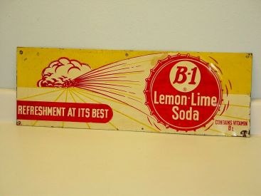 Vintage Original B-1 Lemon Lime Soda, Tin Sign, Pop Advertising Main Image Vintage Original B-1 Lemon Lime Soda, Tin Sign, Pop Advertising Main Image