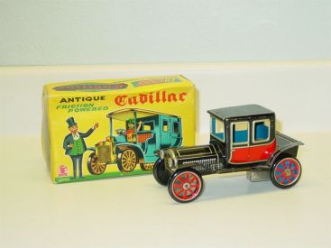 Vintage SSS International Cragstan Cadillac Tin Friction Toy Vehicle With Box Main Image Vintage SSS International Cragstan Cadillac Tin Friction Toy Vehicle With Box Main Image