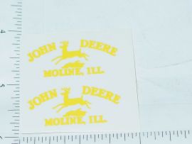 Pair John Deere Yellow Moline, Ill Four Legged Deer Logo Sticker