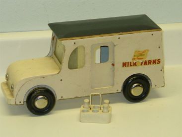 Vintage Buddy L Milk Truck, Delivery + Bottles, Wooden War Era, Victory Toys Main Image Vintage Buddy L Milk Truck, Delivery + Bottles, Wooden War Era, Victory Toys Main Image