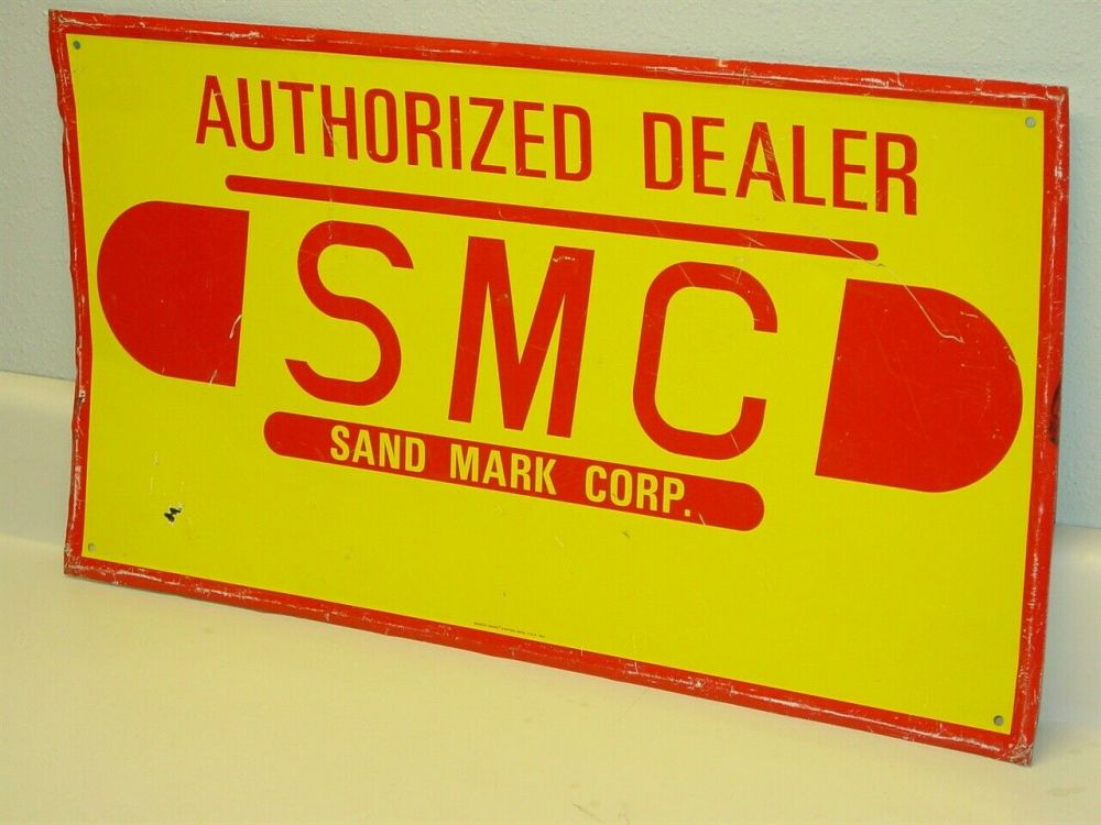 Download Vintage Smc Sand Mark Corp Authorized Dealer Sign Original Scioto Toys Gasoline Alley Toys
