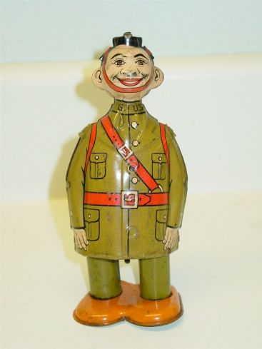 Vintage Tin Litho J. Chein Dough Boy, Wind Up Toy, Military Toy, Works Main Image Vintage Tin Litho J. Chein Dough Boy, Wind Up Toy, Military Toy, Works Main Image