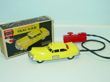 Vintage Andy Gard Taxi Cab + Box, No. 17-20, Battery Powered Toy Vehicle Main Image Vintage Andy Gard Taxi Cab + Box, No. 17-20, Battery Powered Toy Vehicle Main Image