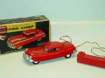 Vintage Andy Gard Fire Chief Car + Box, No. 16, Battery Powered Toy Vehicle Main Image Vintage Andy Gard Fire Chief Car + Box, No. 16, Battery Powered Toy Vehicle Main Image
