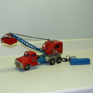 Gama Truck Operating Crane w/Clam Bucket, Battery Op Toy Vehicle Western Germany Main Image Gama Truck Operating Crane w/Clam Bucket, Battery Op Toy Vehicle Western Germany Main Image
