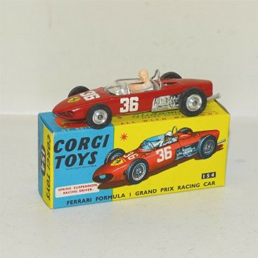 Corgi Toys Ferrari Formula I Grand Prix Race Car #154 Diecast Toy w/Rubber Tires Main Image Corgi Toys Ferrari Formula I Grand Prix Race Car #154 Diecast Toy w/Rubber Tires Main Image