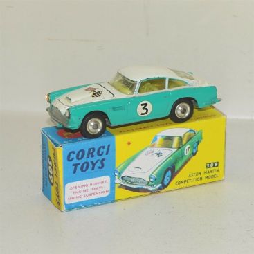 Corgi Toys Aston Martin DB4 Competition Model #309, Diecast Toy in Repop Box Main Image Corgi Toys Aston Martin DB4 Competition Model #309, Diecast Toy in Repop Box Main Image