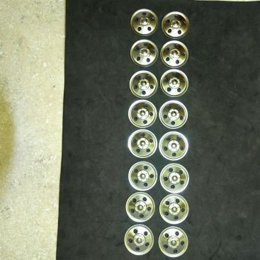 Set of 16 Zinc Plated Tonka Round Hole Hubcaps Toy Parts, Semi Trucks Main Image Set of 16 Zinc Plated Tonka Round Hole Hubcaps Toy Parts, Semi Trucks Main Image