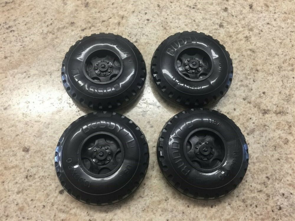 Buddy L Set of 4 Plastic Replacement Wheel/Tire Toy Parts Toy Parts