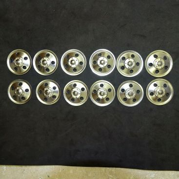 Set of 12 Zinc Plated Tonka Round Hole Hubcaps Toy Parts, Semi Trucks Main Image Set of 12 Zinc Plated Tonka Round Hole Hubcaps Toy Parts, Semi Trucks Main Image