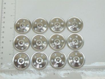 Set of 12 Zinc Plated Tonka Round Hole Hubcaps Toy Parts, Semi Trucks Main Image