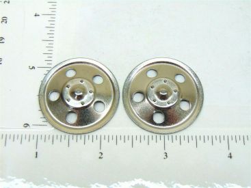 Set of 2 Zinc Plated Tonka Round Hole Hubcap Toy Part Main Image Set of 2 Zinc Plated Tonka Round Hole Hubcap Toy Part Main Image