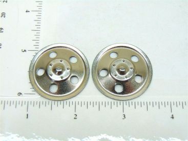 Set of 2 Zinc Plated Tonka Round Hole Hubcap Toy Part Main Image