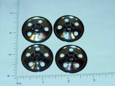 Set of 4 Zinc Plated Tonka Round Hole Hubcap Toy Parts Main Image